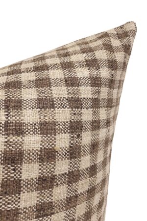 MABEL Farmhouse Charm in a Check - Designer Brown Gingham Linen Pillow Cover