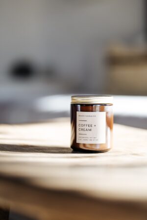 Indulge in the Aromatic Embrace of Freshly Brewed Coffee Non-Toxic Soy Candle in an Amber Jar