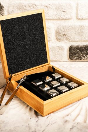 Personalized Bamboo Whiskey Stone Set Elevate Your Home Bar Experience