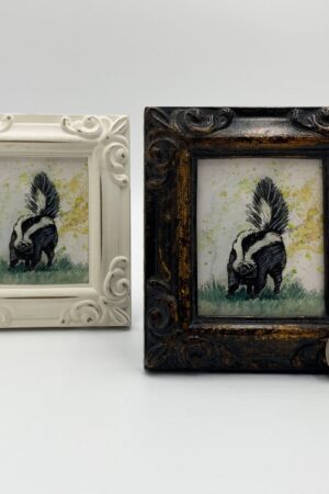 Skunk Framed Miniature Watercolor Art Print Captivating Wildlife in a Tiny Masterpiece