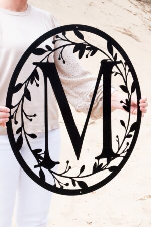 Exquisite Metal Circle Monogram with Vines A Timeless Symbol of Love and Unity