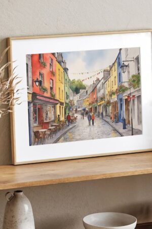 Enchanting Galway Cityscape Watercolor Art Print of Quay Street, Ireland