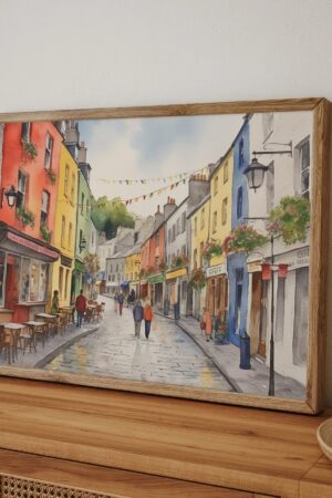 Enchanting Galway Cityscape Watercolor Art Print of Quay Street, Ireland