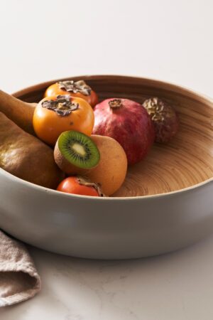 Fruitful Elegance Spun Bamboo Bowl for Kitchen Counter, Serving, and Display