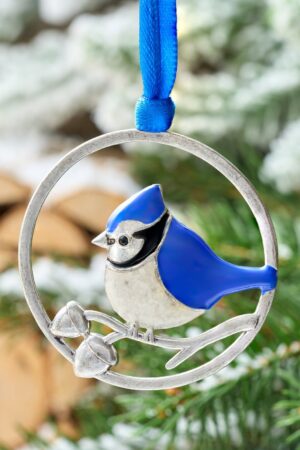 Handmade Blue Jay Branch Ornament Rustic Christmas Charm for Bird Lovers