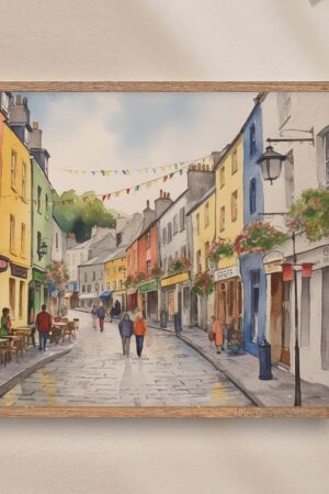 Enchanting Galway Cityscape Watercolor Art Print of Quay Street, Ireland