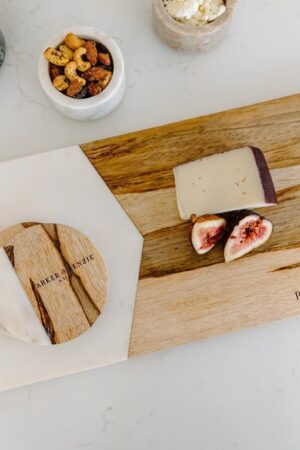 Elegant Marble and Wood Cheese Board Set A Culinary Canvas for Memorable Gatherings