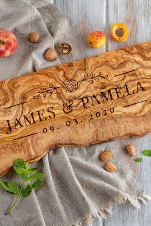 Personalized Olive Wood Charcuterie Board A Unique Anniversary Gift for Couples