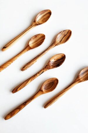 Exquisite Olive Wood Spoons Handcrafted 5.5" Non-Toxic Utensils for Coffee, Tea, and Sugar