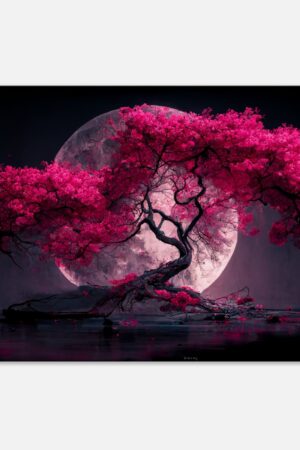 Japanese Cherry Blossom Serenade Under the Full Moon Enhance Your Space with Tranquil Elegance