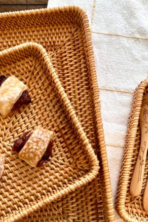 Rattan Woven Trays Versatile Baskets for Serving, Storage, and Montessori Play