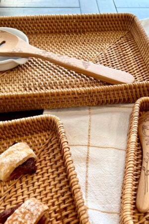 Rattan Woven Trays Versatile Baskets for Serving, Storage, and Montessori Play