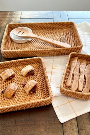 Rattan Woven Trays Versatile Baskets for Serving, Storage, and Montessori Play