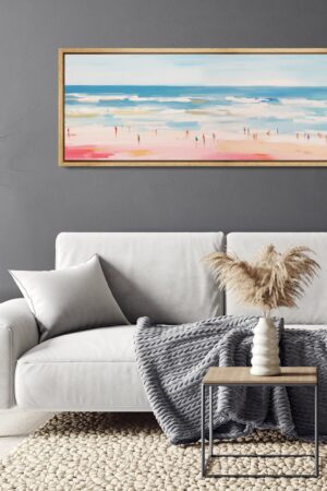 Panoramic Seascape Canvas Wall Art Abstract Beach Bliss, Ocean Waves, and Coastal Serenity