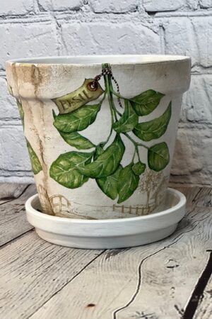 Terracotta Herb Haven Handcrafted Decoupage Pots for Your Culinary Oasis