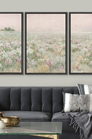 Enliven Your Abode with Nature's Embrace Framed Canvas Wall Art Set of 3 Wilderness Flower Abstracts