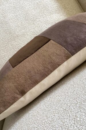 Handcrafted Brown Linen and Velvet Lumbar Pillow Cover A Touch of Rustic Elegance