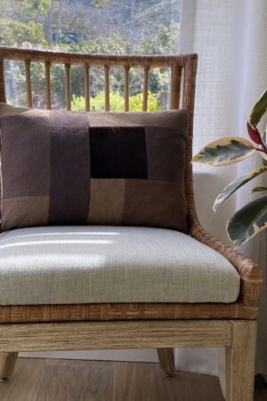 Handcrafted Brown Linen and Velvet Lumbar Pillow Cover A Touch of Rustic Elegance