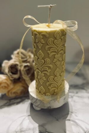 Illuminate Your Home with Timeless Elegance Exquisite Scrollwork Pillar Candle