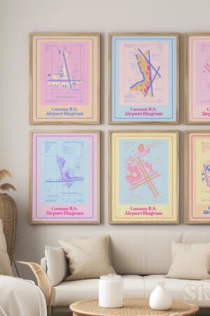 Personalized U.S. Airport Map Print Elevate Your Aviation Decor