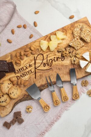 Personalized Olive Wood Charcuterie Board A Unique Anniversary Gift for Couples