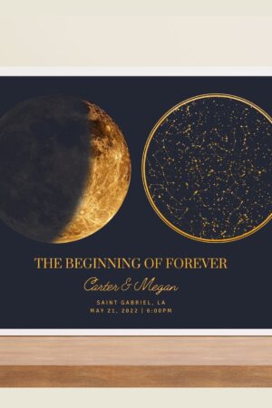 Star Map and Moon Phase Capture the Night Sky of Your Special Moment