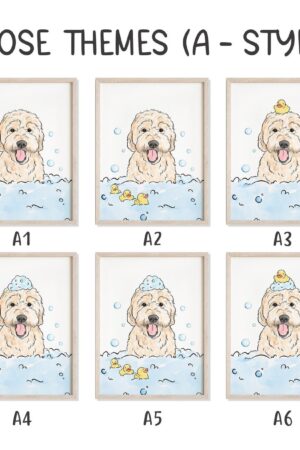 Personalized Pet Portrait Hilarious Bathroom Art for Kids, Custom Pet Gift, Pet in Bathtub, Unique Father's Day Present