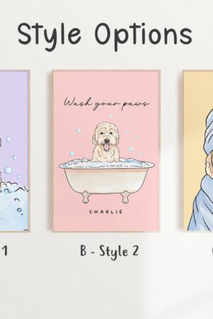 Personalized Pet Portrait Hilarious Bathroom Art for Kids, Custom Pet Gift, Pet in Bathtub, Unique Father's Day Present