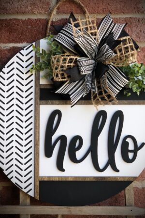 Herringbone Welcome Door Hanger Greet Guests with Rustic Charm