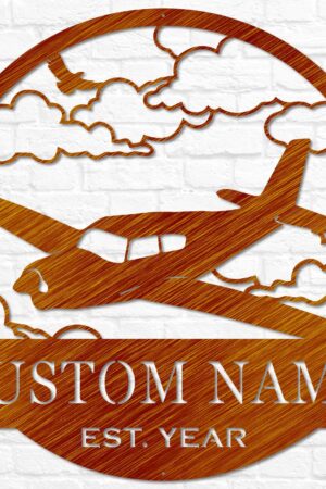 Personalized Airplane Metal Wall Art Custom Pilot Name Sign for Hangar, Airforce, and Father's Day