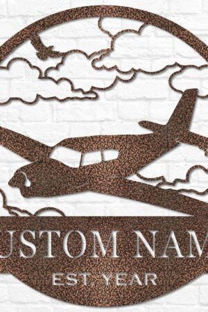 Personalized Airplane Metal Wall Art Custom Pilot Name Sign for Hangar, Airforce, and Father's Day