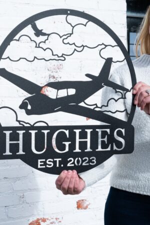 Personalized Airplane Metal Wall Art Custom Pilot Name Sign for Hangar, Airforce, and Father's Day