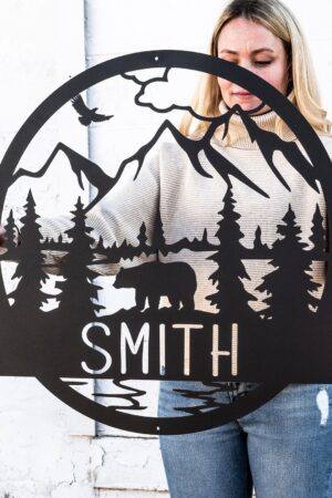 Personalized Rustic Bear Cabin Sign Enhance Your Wilderness Retreat