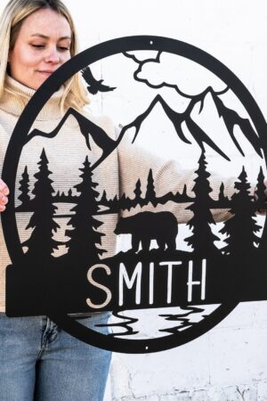 Personalized Rustic Bear Cabin Sign Enhance Your Wilderness Retreat