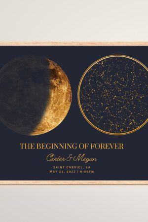 Star Map and Moon Phase Capture the Night Sky of Your Special Moment