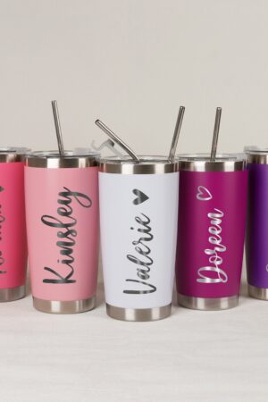 Personalized 20oz Tumbler Custom Travel Mug, Laser Engraved Stainless Steel Water Cup for Bridesmaids