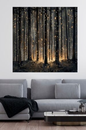 Mystical Firefly Forest Canvas Print Illuminate Your Home with Enchanted Ambiance