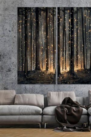 Mystical Firefly Forest Canvas Print Illuminate Your Home with Enchanted Ambiance