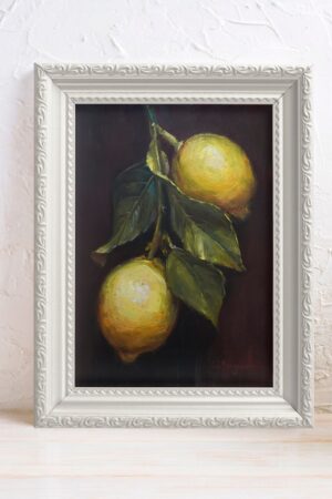 Vibrant Lemon Still Life Unframed Fine Art Print for Kitchen Decor and Citrus Home Accents