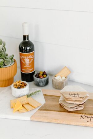 Elegant Marble and Wood Cheese Board Set A Culinary Canvas for Memorable Gatherings