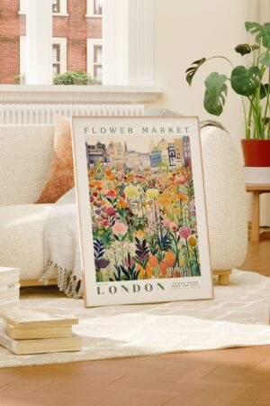 Vibrant London Flower Market Print Modern Botanical Wall Art for a Touch of Nature