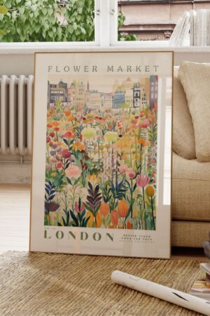 Vibrant London Flower Market Print Modern Botanical Wall Art for a Touch of Nature