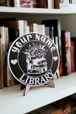 Personalized Library Sign Custom 3D Printed Book Decor for Bookworms