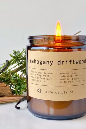 Mahogany Driftwood Beeswax Candle Pure, Natural, and Aromatic