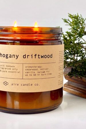 Mahogany Driftwood Beeswax Candle Pure, Natural, and Aromatic