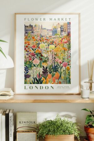 Vibrant London Flower Market Print Modern Botanical Wall Art for a Touch of Nature