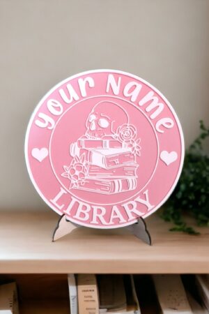 Personalized Library Sign Custom 3D Printed Book Decor for Bookworms