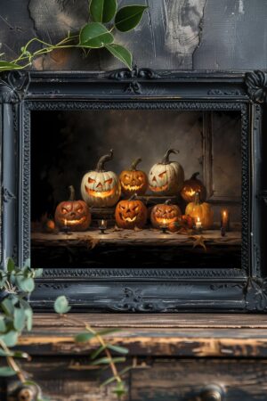 Vintage Spooky Halloween Pumpkins Wall Art Print Dark Cottagecore Gothic Decor