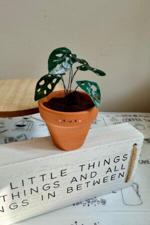 Monstera Adansonii Swiss Cheese Plant in a 2" Pot | Handcrafted Mini Paper Plant with Hand-Painted Leaves | Perfect Houseplant