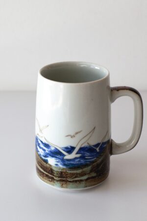 Vintage Otagiri Flock of Flying Seagulls Pottery Mug A Coastal Masterpiece for Your Morning Brew